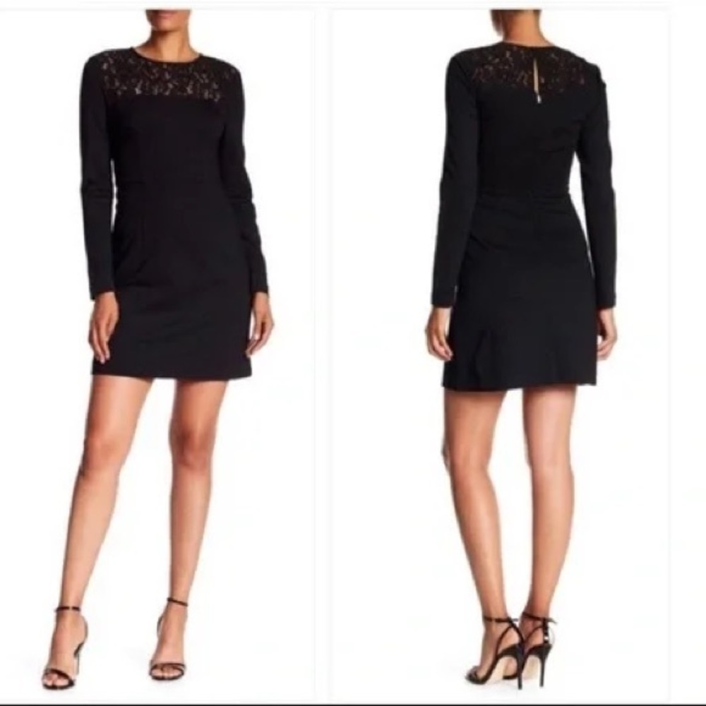 Trina Turk Sebastian mini dress‎ black lace | Long Sleeve | size 8